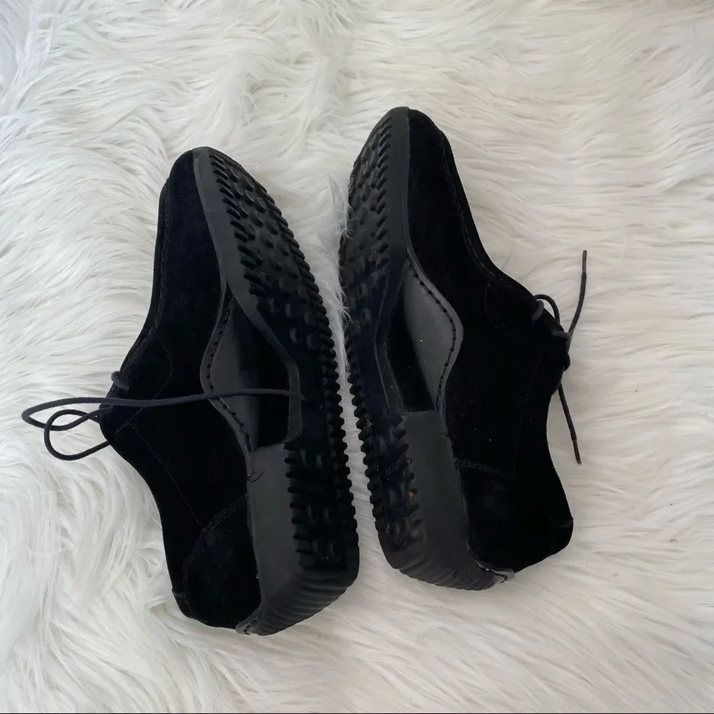 Bally Darly Suede Black Lace-Up Square Oxford Platform Shoes 7.5